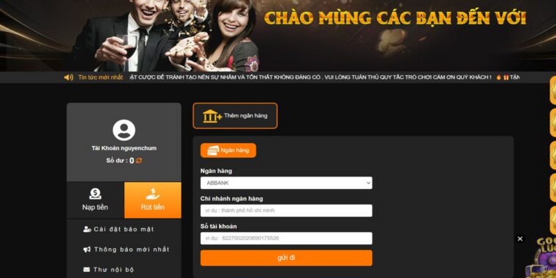 Nhập thông tin tài khoản nhận để giao dịch nhanh chóng